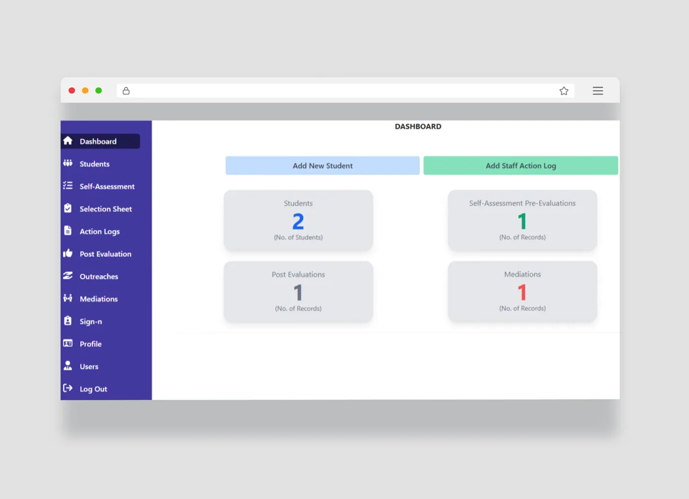 New Vision project interface